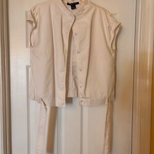 Ellen Tracy Light Beige Button-Down Shirt